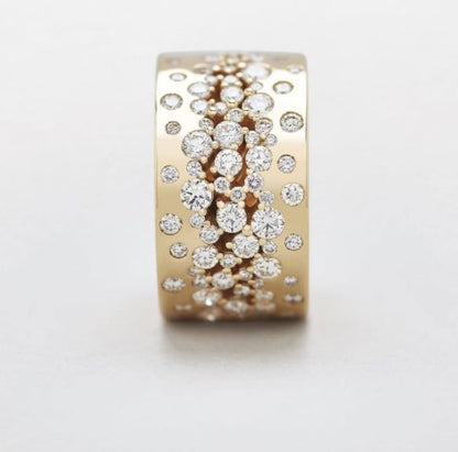 Golden Round Cut White Sapphire Ring for Women