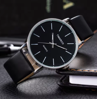 Reloj de cuarzo lujoso con caja sobredimensionada de acero inoxidable