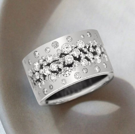 Golden Round Cut White Sapphire Wedding Band Ring