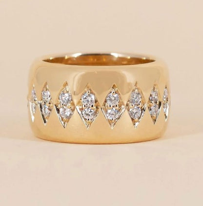 Golden Round Cut White Sapphire Wedding Ring For Women
