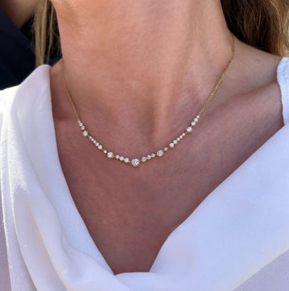 Golden Round Cut White Sapphire Necklace