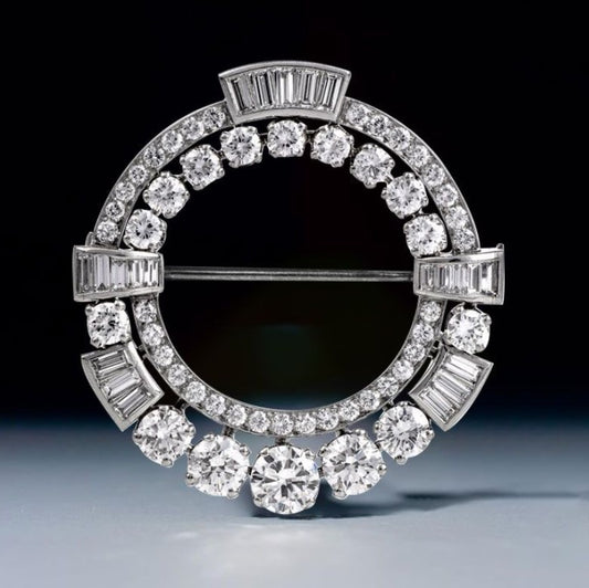 Round Cut White Sapphire Brooch