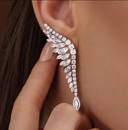 Halo Marquise Cut White Sapphire Drop Earrings