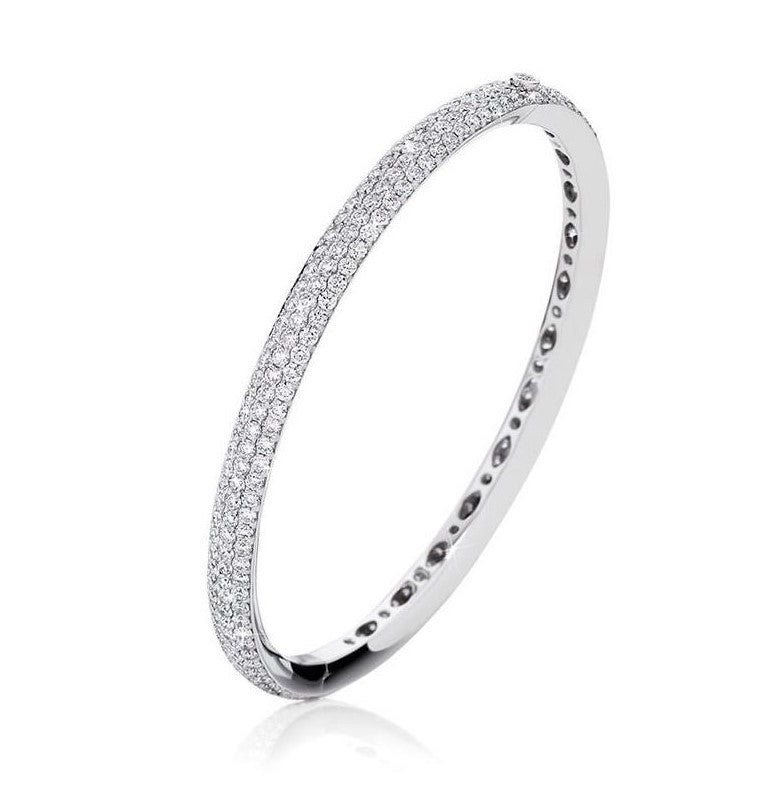 Elegant Pave Set Round Cut Bangle