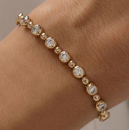 Golden Round Cut White Sapphire Bracelet