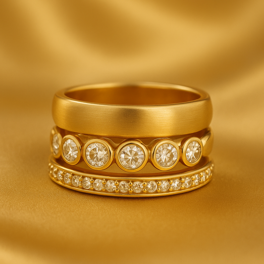 鍛造ブリリアントゴールドリングセット