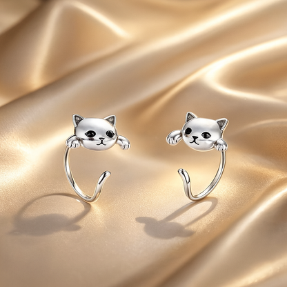 Luxe Silver Cat Silhouette Earrings