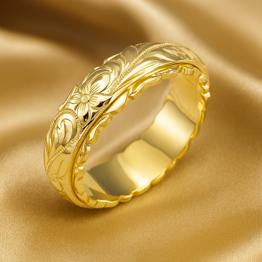 Vintage Gold Bloom Pattern Ring