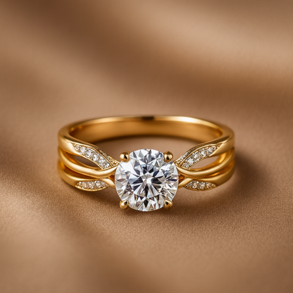 Vintage zlato-srebrni kristalni prstan