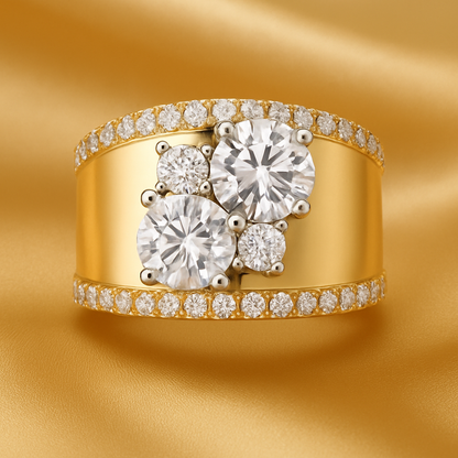 Vintage Gold Ring with Bright Zirconia