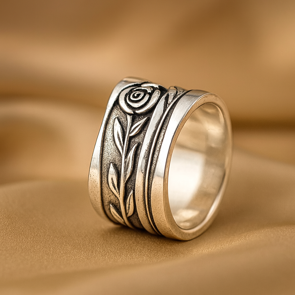 ヴィンテージ シルバー フラワーリング