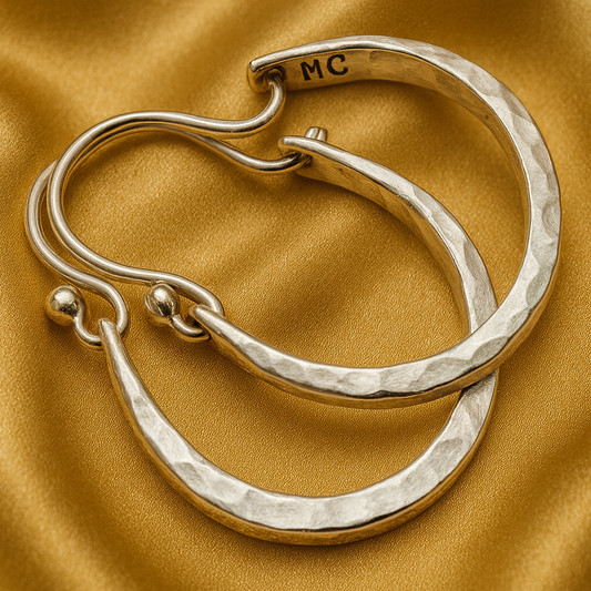 Silver Retro Hoop Earrings
