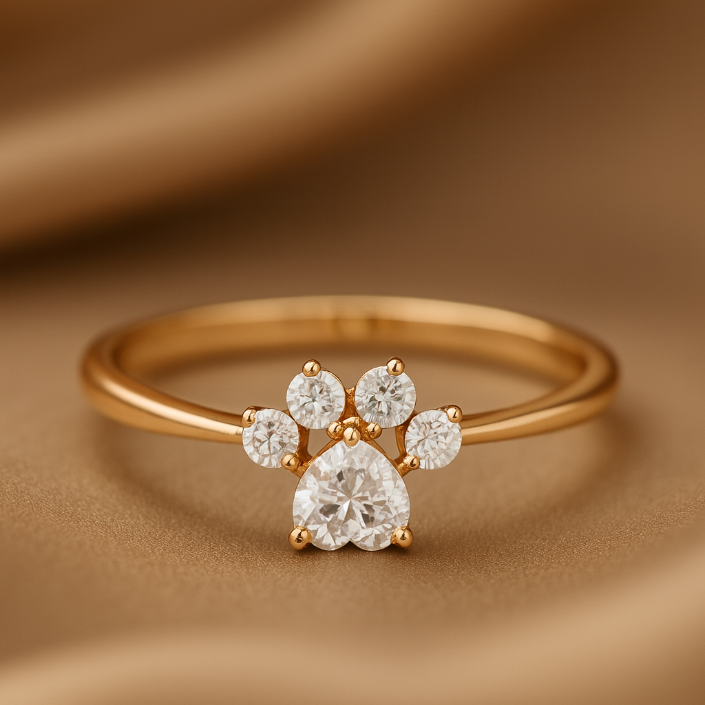 Inel vintage cu zirconiu în formă de lăbuță