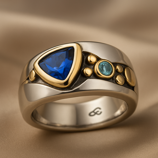 Blue Radiance Dual-Tone Vintage Ring