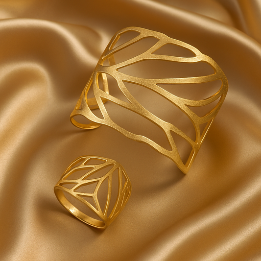 Vintage manšeta zapestnica z motivom lista