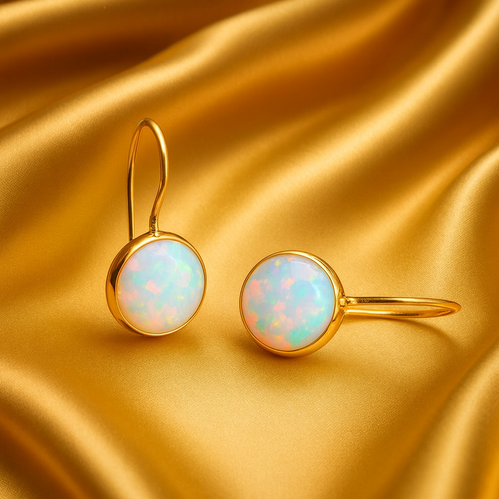 Vintage Gold Opal Stone Earrings