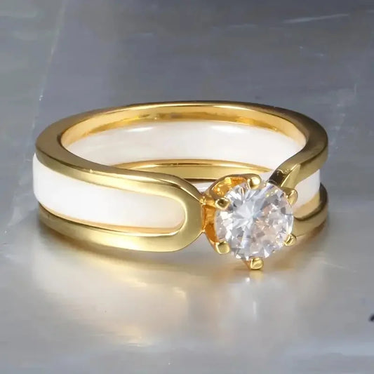 Anillo Vintage de Circonia Blanca y Oro