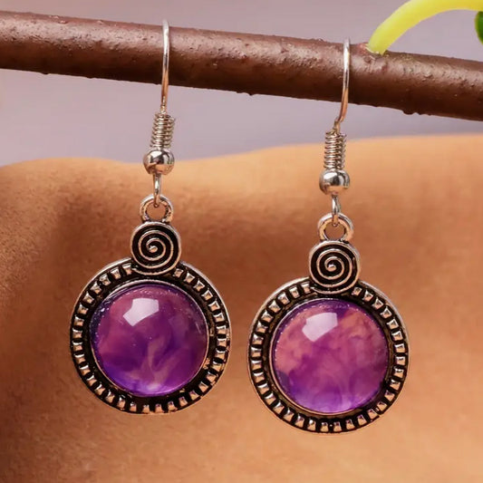 Pendientes Vintage de Cristal Violeta