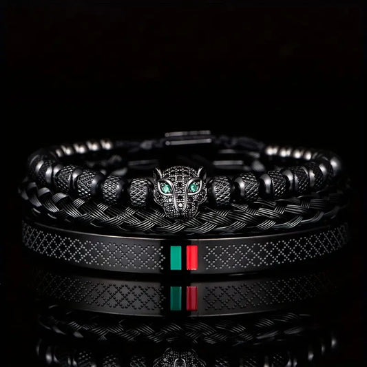 Luxurious Leopard Print Handbraided Leather Bracelet