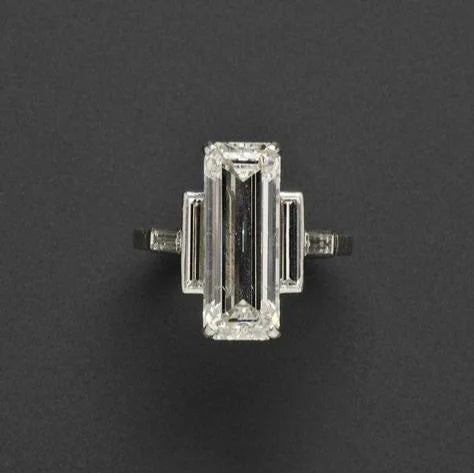 Anillo Vintage de Vidrio Blanco en Plata