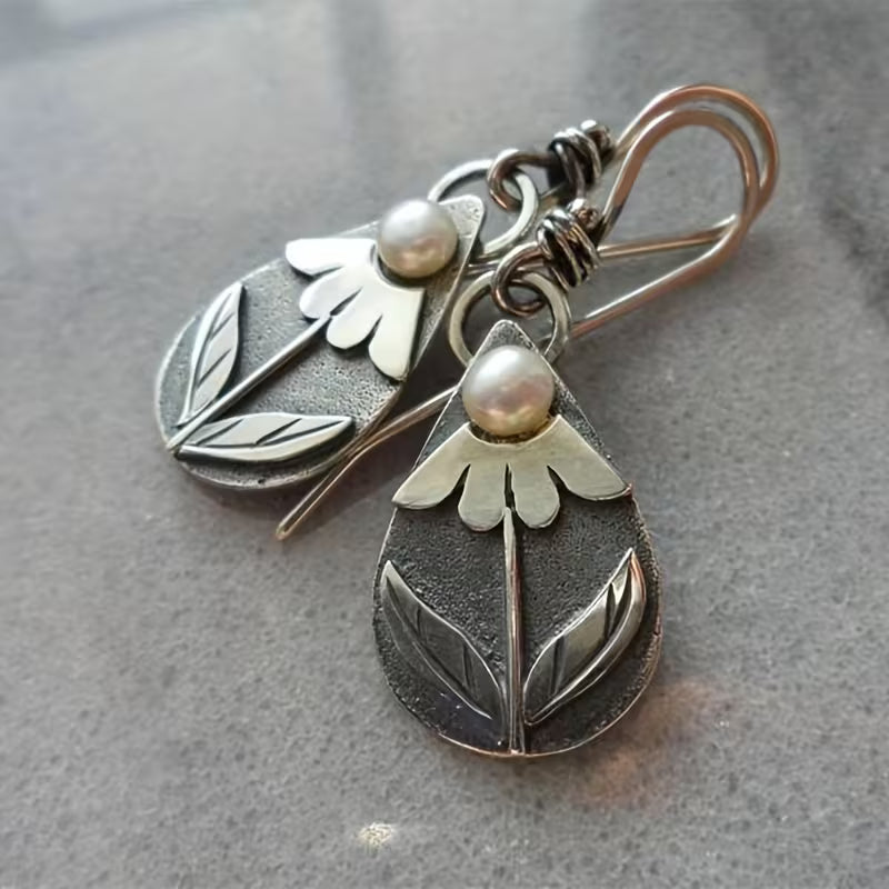 Serene Botanical Pearl Drop Earrings