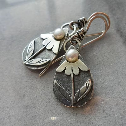 Serene Botanical Pearl Drop Earrings