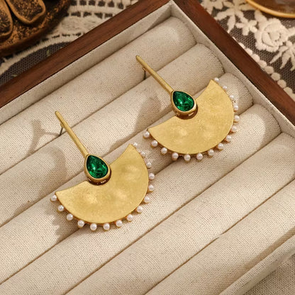 Boho Fan-Shaped Dangle Earrings