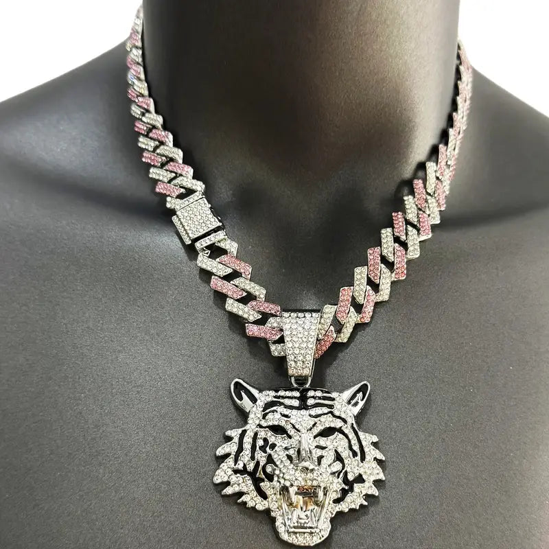 Men’s 18K Gold Plated Tiger Pendant Necklace