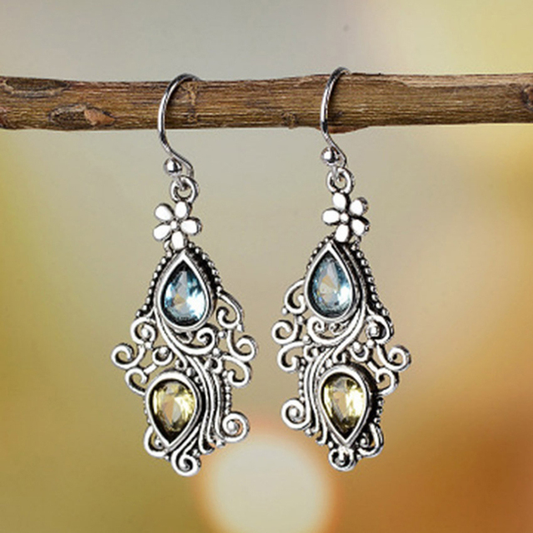 Pendientes Vintage de Cristal y Gema