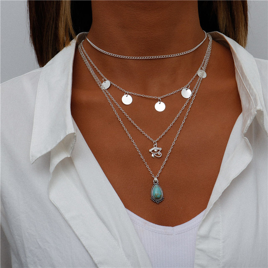 Oferta 1+1: Collar de Plata con Piedra Azul.