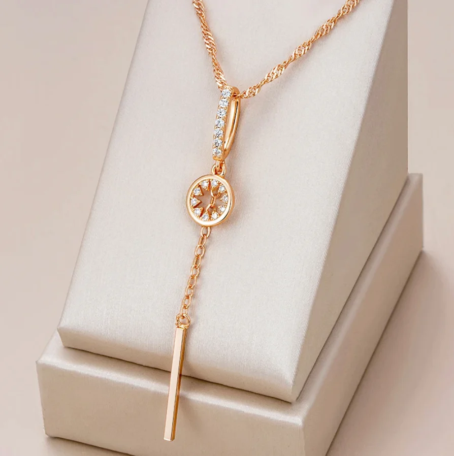 Akce 1+1: Elegantní kulatý krystalový náhrdelník ve zlatě