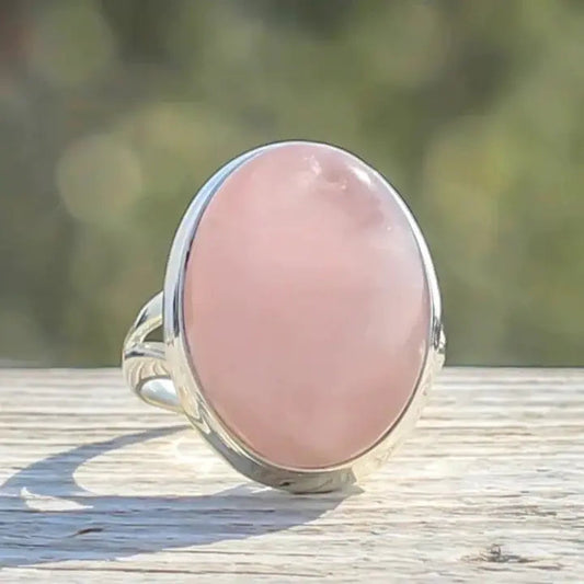 Anillo vintage de cuarzo rosa en plata