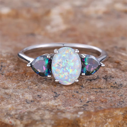 Vintage Colorful Opal Ring