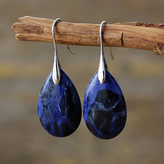 Pendientes vintage de piedra azul