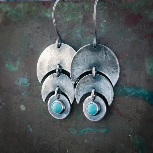 Pendientes vintage de turquesa en plata