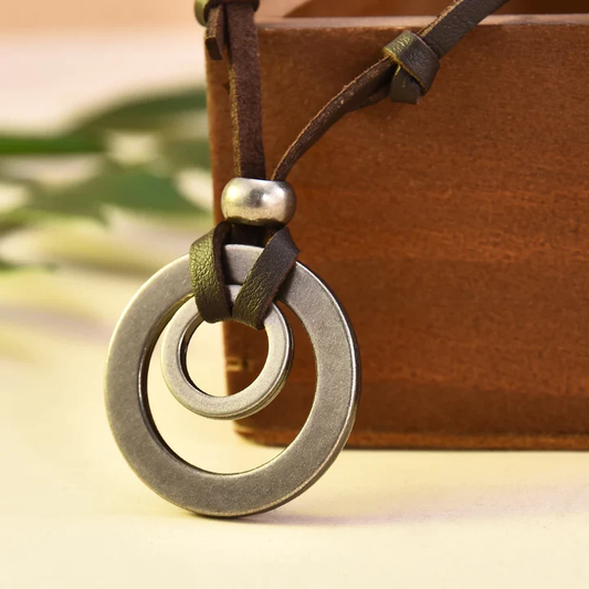1+1 Offer: Vintage Silver Circles Necklace