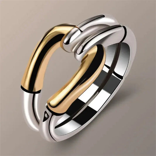 1+1 Offer: Knoted Vintage Ring in Gold and Silver