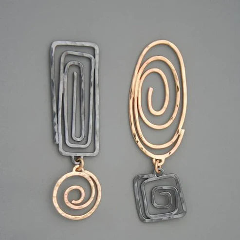 Pendientes vintage de espiral en oro y plata