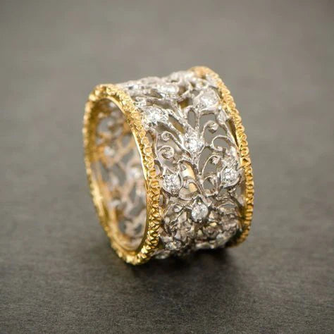 Vintage Gold and Crystal Ivy Ring