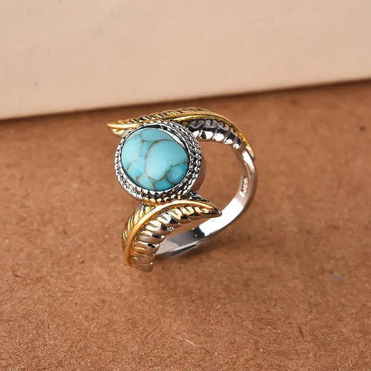 1+1 Offer: Vintage Turquoise Ring in Gold and Silver
