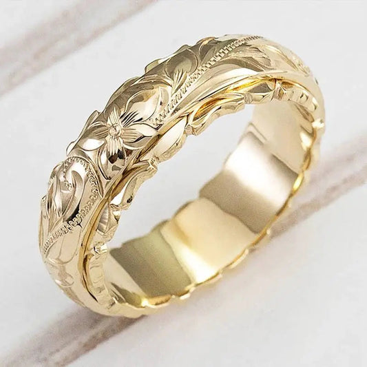 Oferta 1+1: Anillo vintage dorado con flor