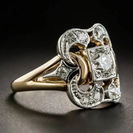 1+1 Offer: Vintage Zirconia Gold Ring