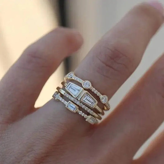 Vintage Gold and Zirconia Ring Set
