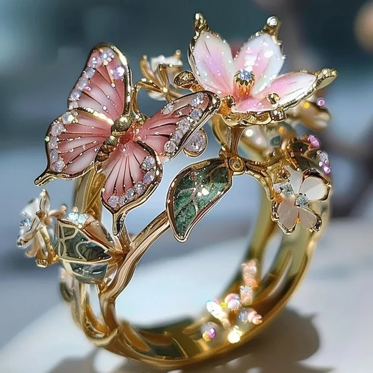 ヴィンテージ ゴールデン プリフディナス フローラルリング