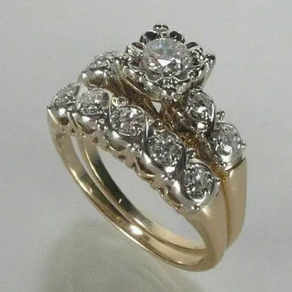 Ofertă 1+1: Inel vintage auriu cu sclipici