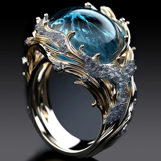 1+1 Offer: Vintage Ocean Crystal Ring