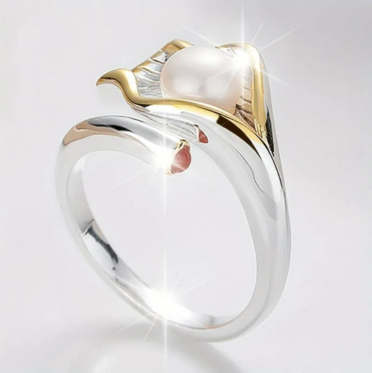 Anillo Vintage de Perla en Oro y Plata