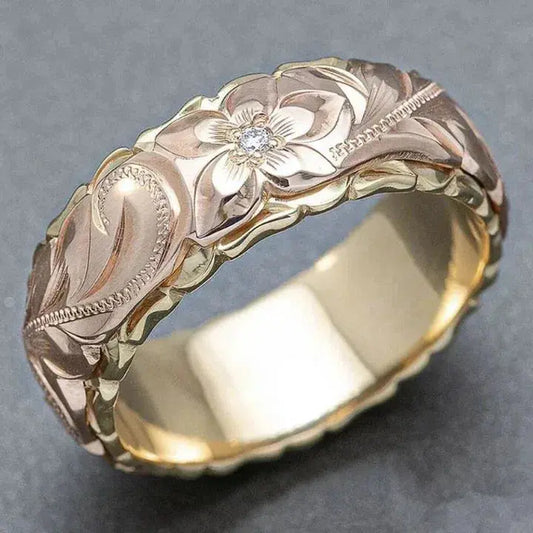 Anillo Vintage de Flor de Rosa en Oro