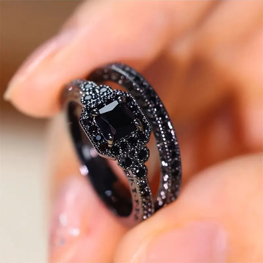 Oferta 1+1: Set de anillos vintage negros