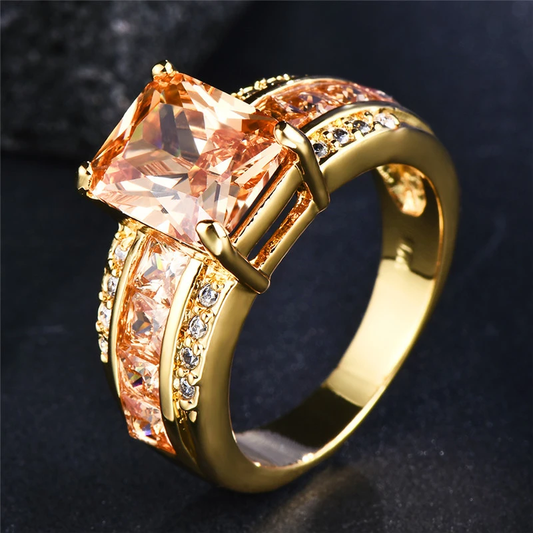 Oferta 1+1: Anillo con cristal naranja